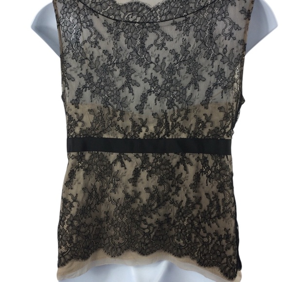 Elie Tahari Black and Cream Lace Clarissa Blouse, Size Large - NWT - Picture 2 of 7